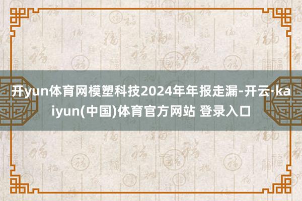 开yun体育网模塑科技2024年年报走漏-开云·kaiyun(中国)体育官方网站 登录入口